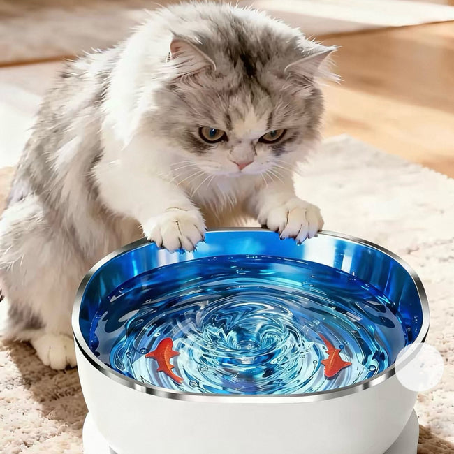 Magnetic Cat Water Fountain – Pump-Free Smart Pet Drinking Bowl with Stainless Steel Basin