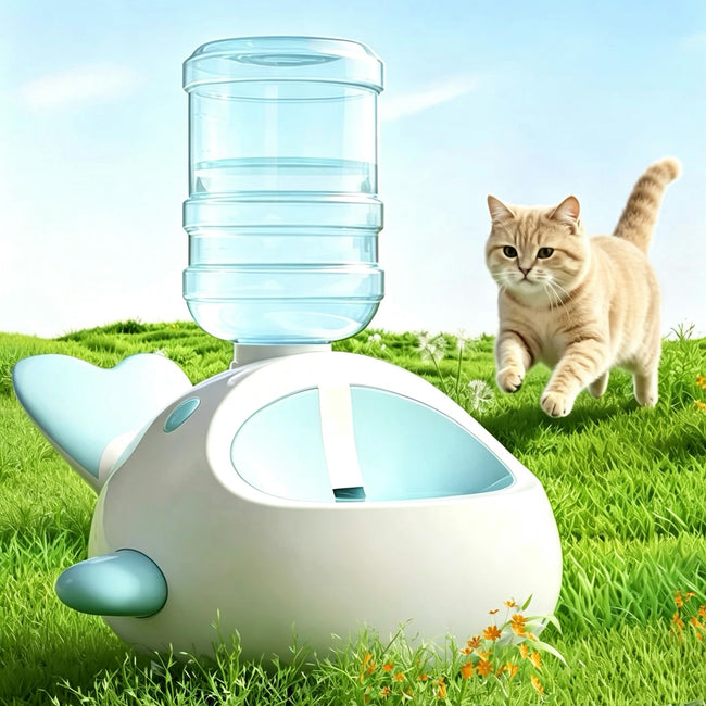 Gravity Pet Water Dispenser | Auto refill whale water fountain | Cute Cat Ear Water Fountain for Cats & Small Dogs