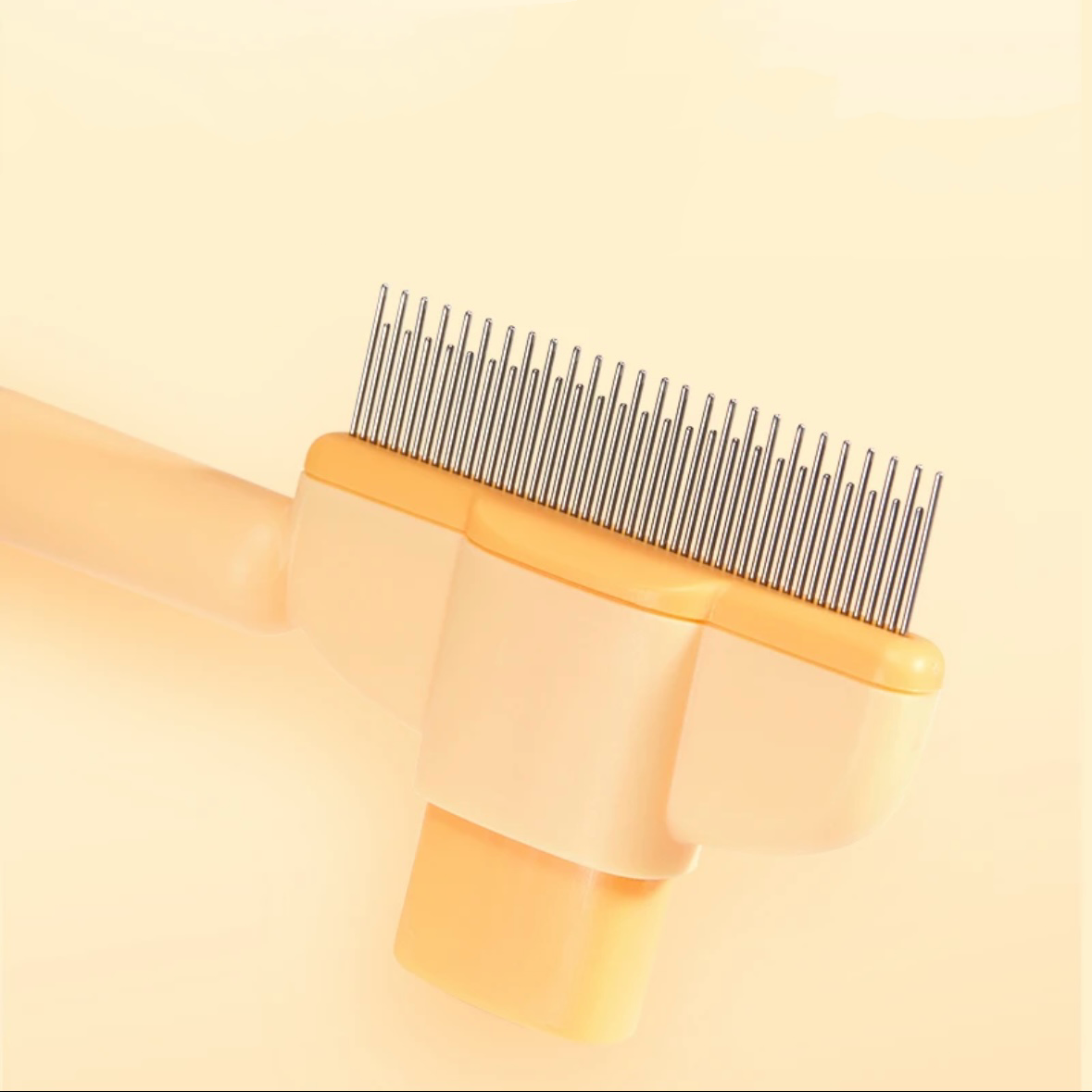Pet Brush with Release Button, Built-in Stainless Steel
