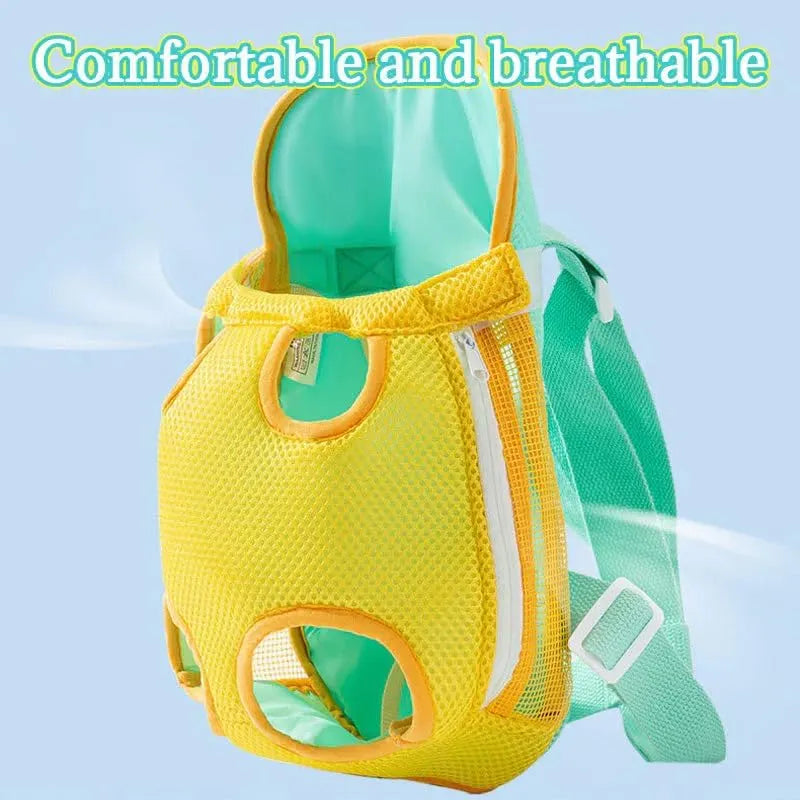 Pet Carrier Backpack, Adjustable Pet Front Cat Carrier Breathable, Easy-Fit for Traveling Hiking for Small Medium Dogs Cats (Yellow and Green Stitching, L-(Recommended Weight 7-10 Catties))
