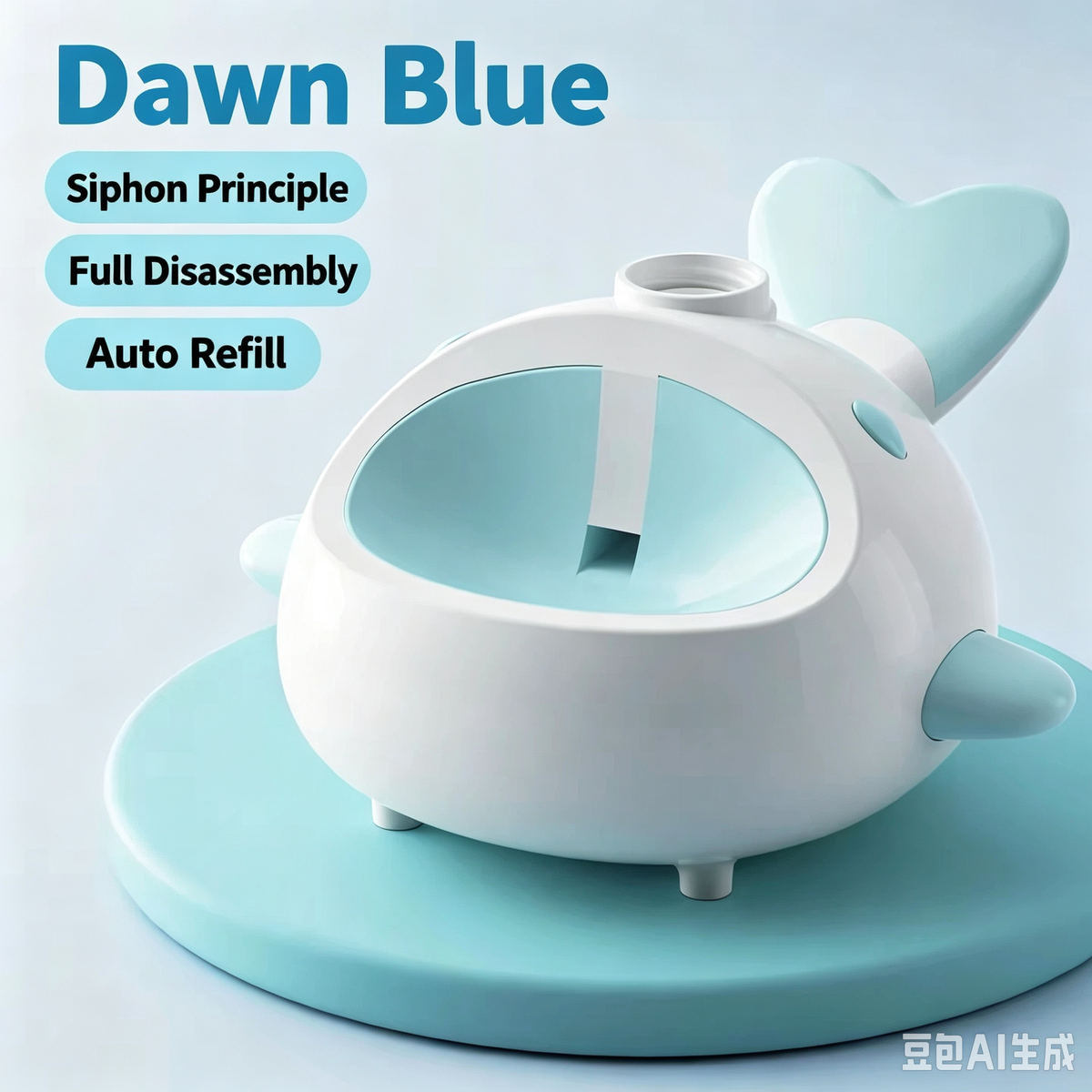 Gravity Pet Water Dispenser | Auto refill whale water fountain | Cute Cat Ear Water Fountain for Cats & Small Dogs