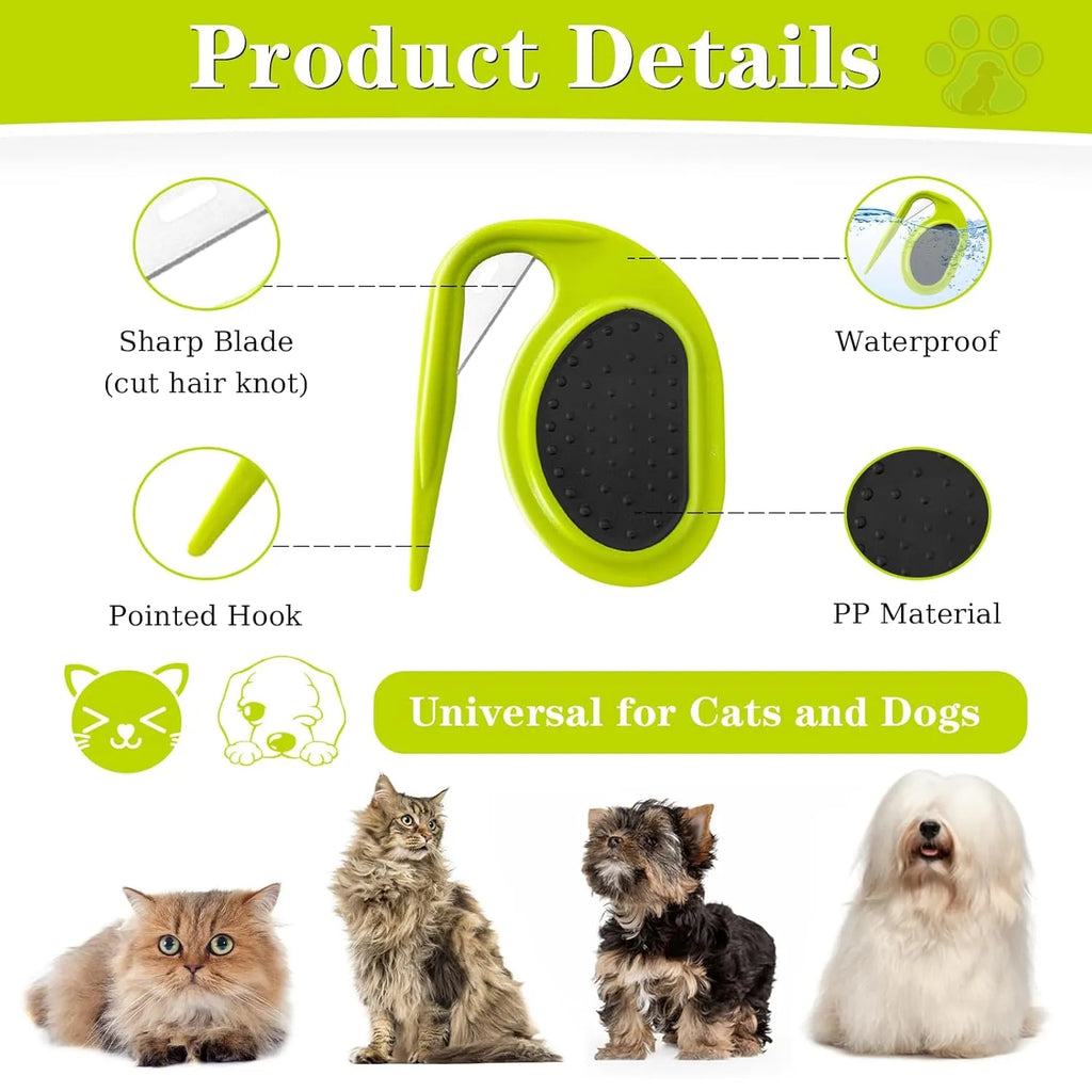 Professional Cat Dematting Comb for Matted Hair - Safety Concave Blade Design | Detangling Tool for Long Haired Cats & Persian Breeds