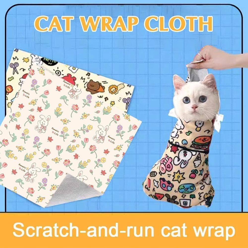 Self-Adherent Cat Grooming Wrap - Escape Proof Restraint for Nail Trimming & Ear Cleaning | Stress-Free Calming Solution