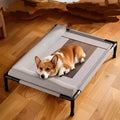Raised Dog Bed, Cooling Dog Bed, Cooling Breathable Elevated Pet Beds with Headrest, Teslin Mesh for Indoor and Outdoor for Small to Medium Dogs,Gray,L