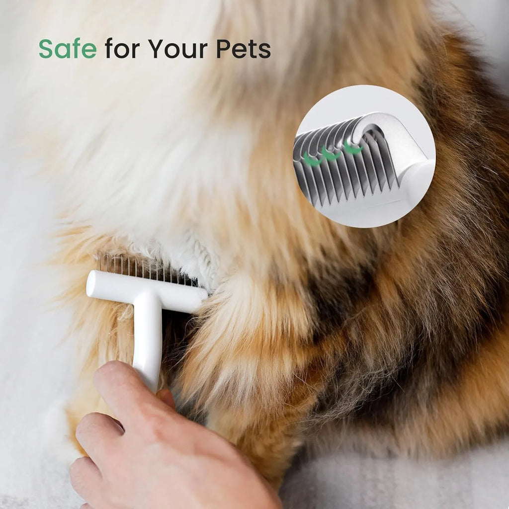 Professional Pet Brush for Shedding & Dematting - Dual Sided Undercoat Rake and No-Pull Detangler | Safe Grooming Tool for Golden Retrievers, Huskies