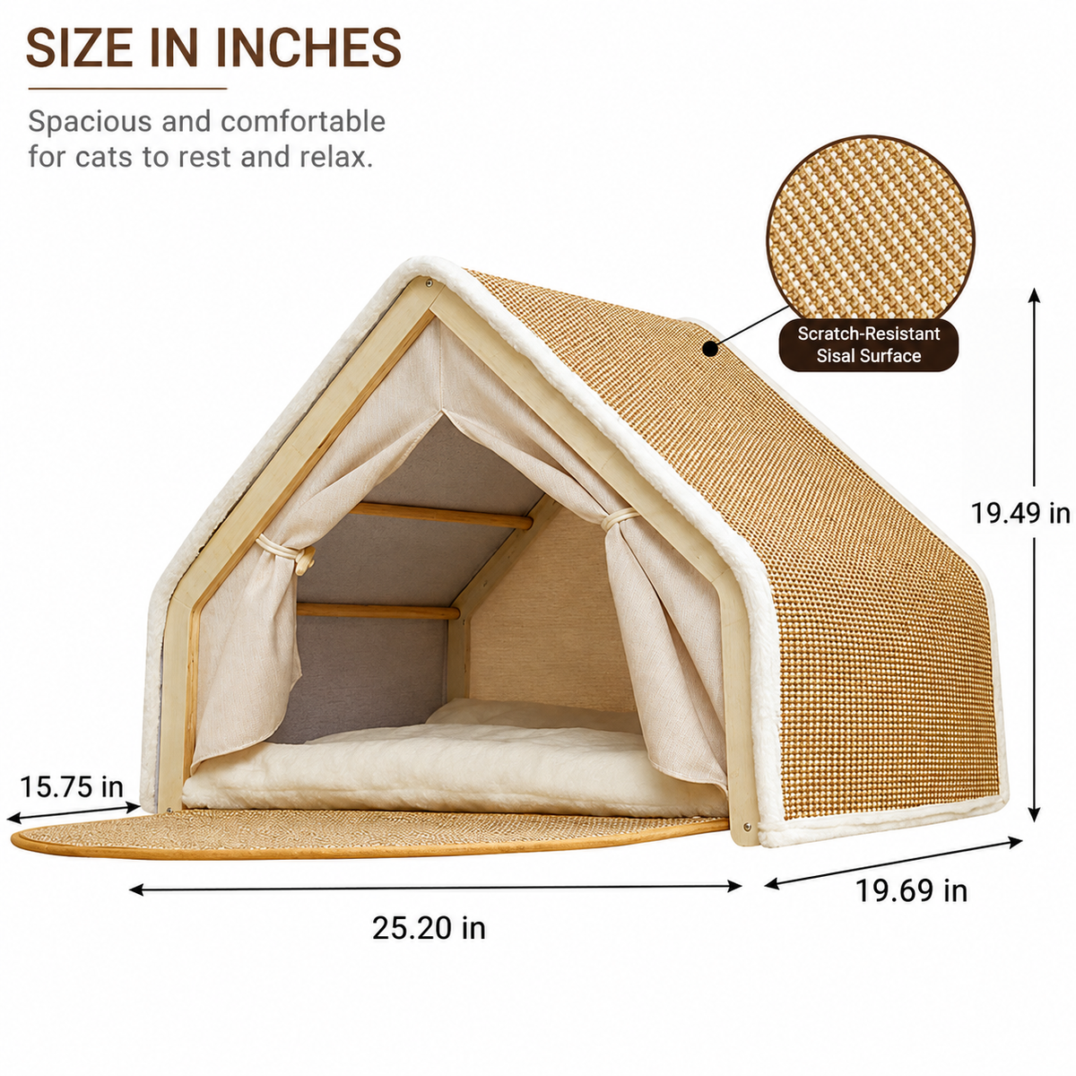 Wooden Cat Scratching House with Scratch Pads – Pet Bed & Scratch Surface in One