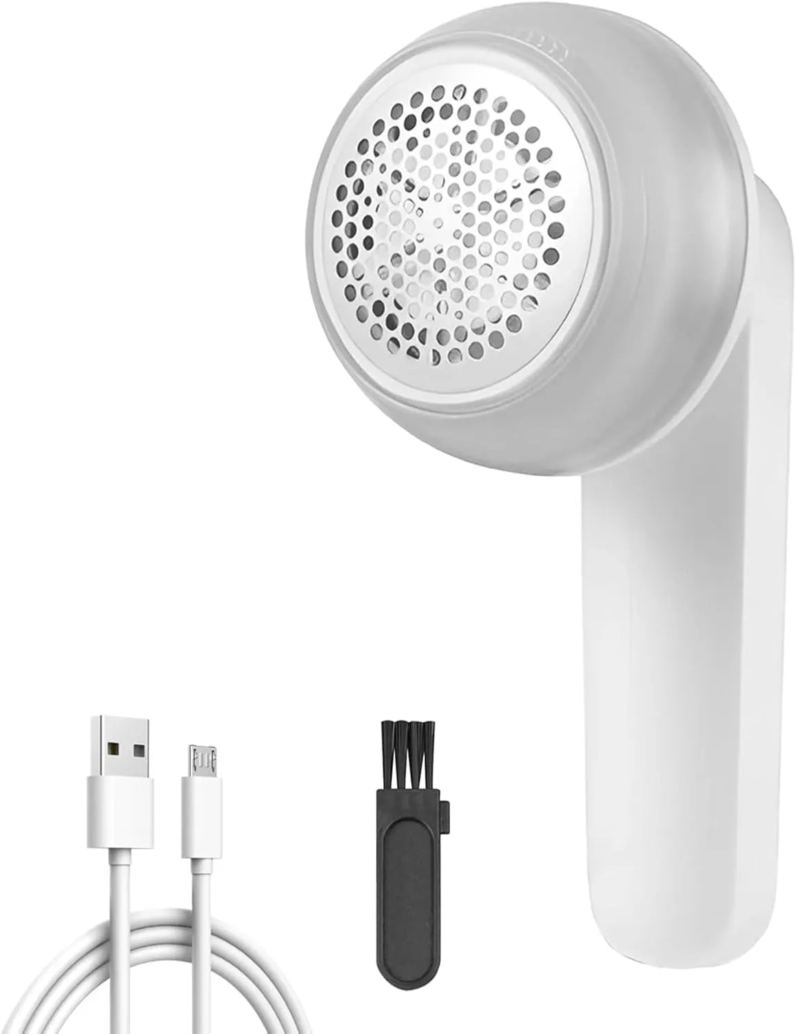 Lint Remover Clothes Fuzz Fabric Shaver Defuzzer with 6-Leaf Blades Rechargeable Sweater Shaver Pill Remove Pilling Fuzz for Clothing Couch Blanket - White