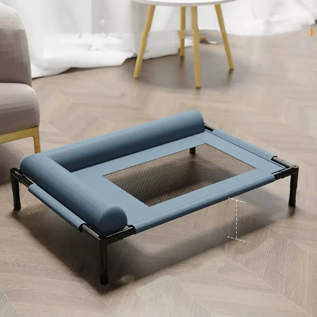 Raised Dog Bed, Cooling Dog Bed, Cooling Breathable Elevated Pet Beds with Headrest, Teslin Mesh for Indoor and Outdoor for Small to Medium Dogs,Gray,L