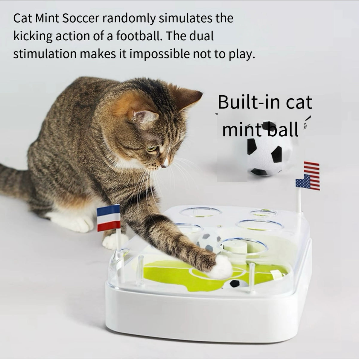 Interactive Smart Soccer Cat Toy with Motion Sensor & LED Lights – USB Rechargeable Cat Entertainment Game
