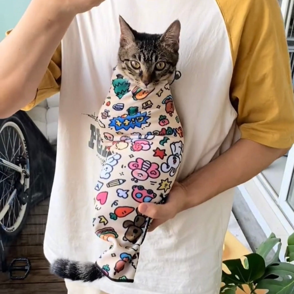Self-Adherent Cat Grooming Wrap - Escape Proof Restraint for Nail Trimming & Ear Cleaning | Stress-Free Calming Solution
