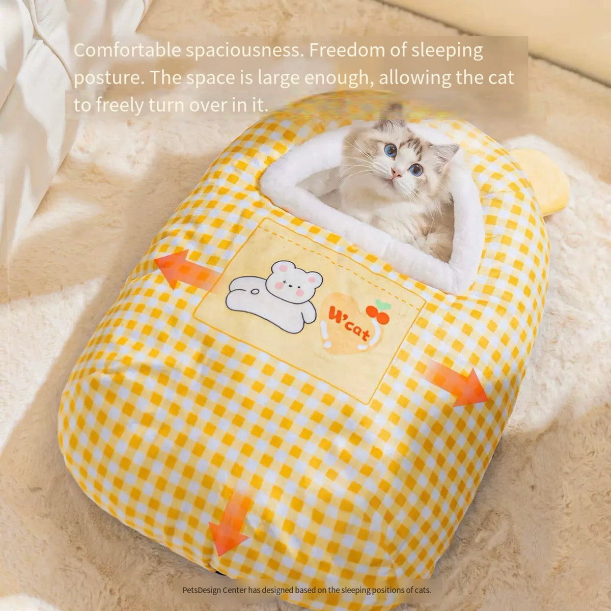 Cozy Winter Cat Sleeping Bag Bed – Enclosed Plush Nest for Indoor Cats (S/M/L Sizes)