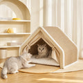 Wooden Cat Scratching House with Scratch Pads – Pet Bed & Scratch Surface in One