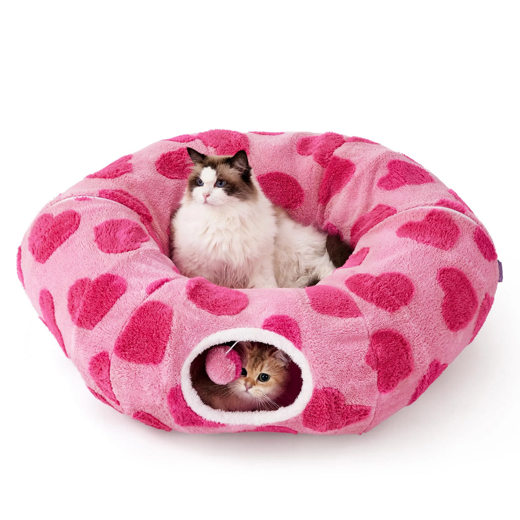 Lesure Donut Cute Jacquard Cat Tunnel Bed Kitten Toys for Puppy Bunny