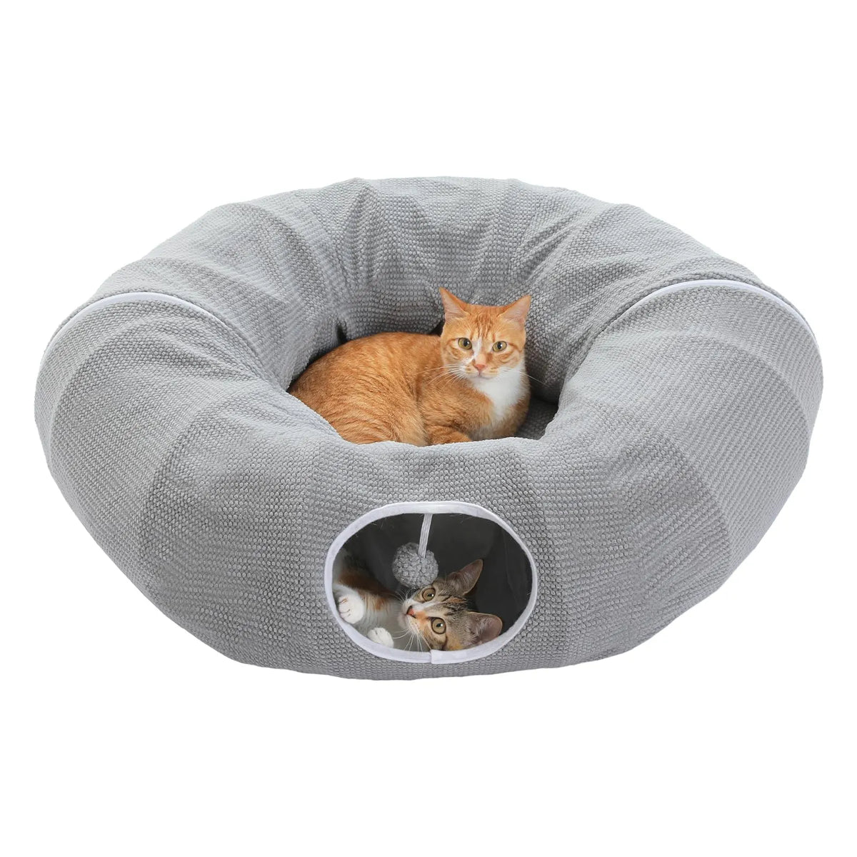 Donut Cat Tunnel Bed Washable Plush Mat Multi for Small Pets