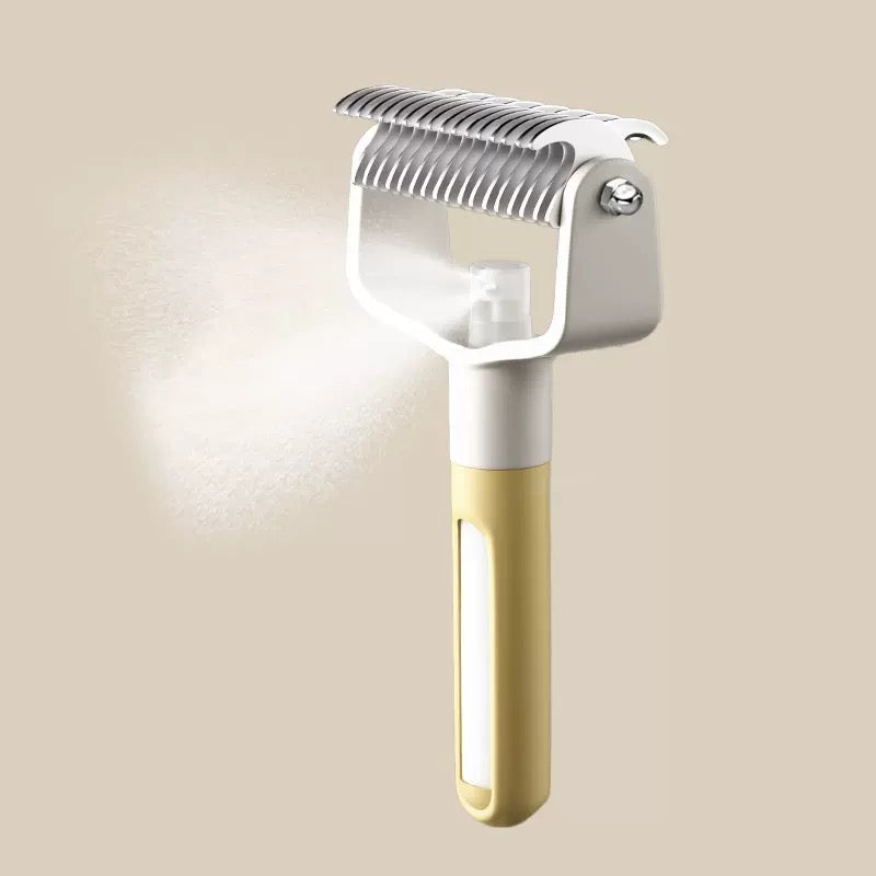 Pet Grooming Comb with Mist Spray – Safe Dematting & Deshedding Brush for Cats & Dogs | Anti-Static, Skin-Friendly & Easy to Use