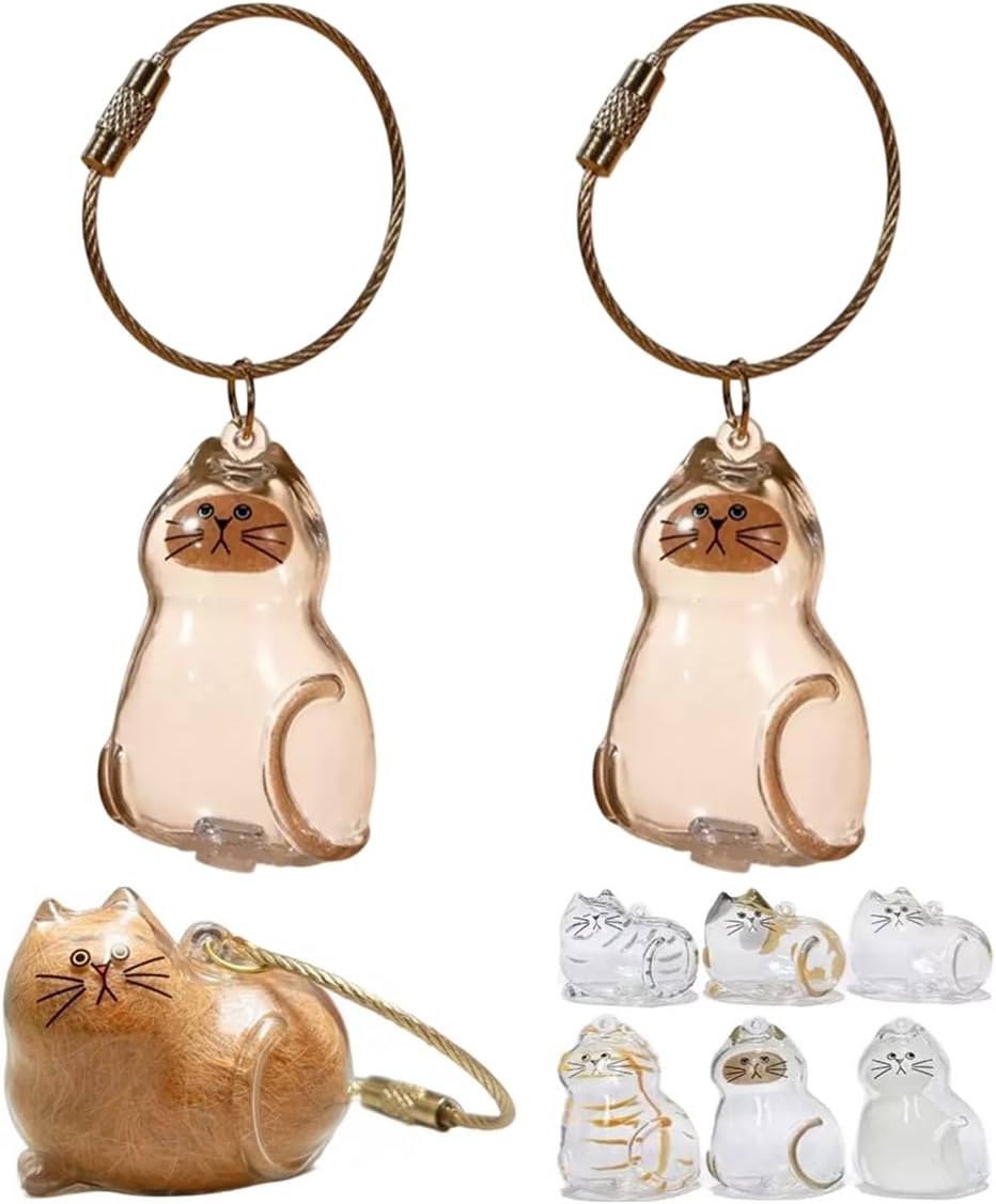 Custom Cat Hair Keychain – Personalized Pet Fur Keepsake Memorial Gift