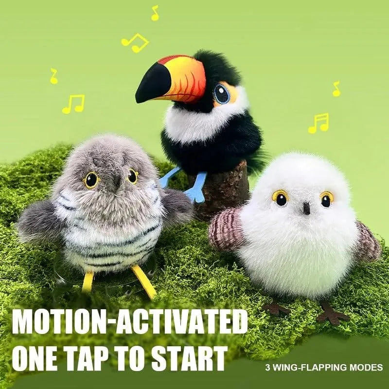 Rechargeable Flapping Bird Cat Toy – USB & Motion‑Activated Chirping Sparrow