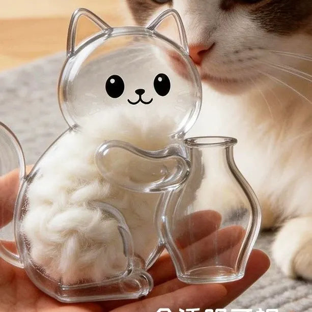 Multi-Functional Cat Fridge Magnet - Flower Vase & Pet Hair/Whisker Storage, Magnetic Display Decor