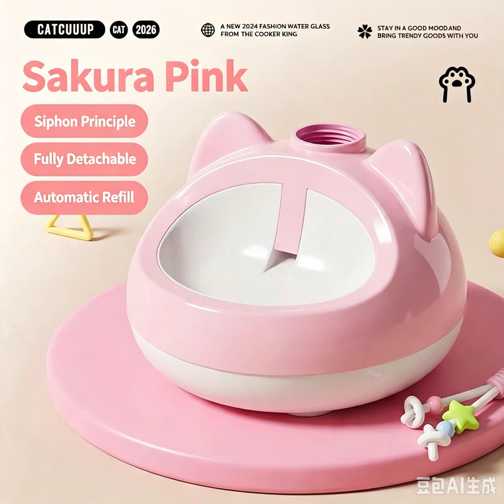 Gravity Pet Water Dispenser | Automatic Cat Water Bowl | No Electricity | Cute Cat Ear Water Fountain for Cats & Small Dogs