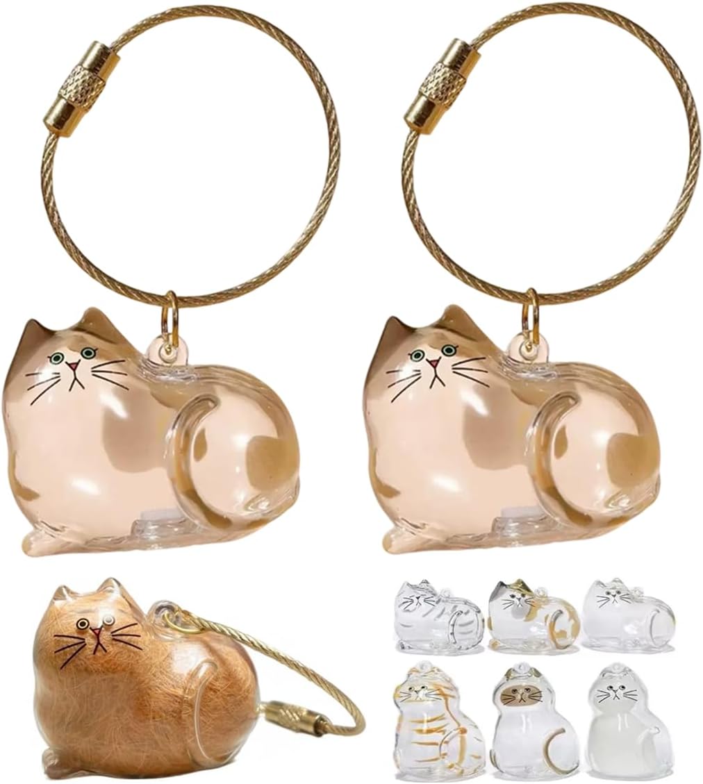 Custom Cat Hair Keychain – Personalized Pet Fur Keepsake Memorial Gift