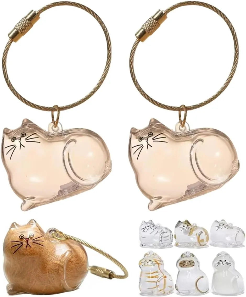 Custom Cat Hair Keychain – Personalized Pet Fur Keepsake Memorial Gift