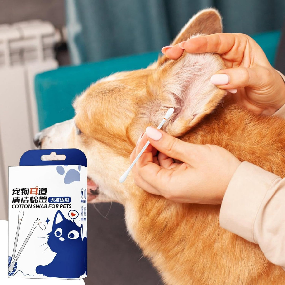 Pet Ear Cleaning Cotton Swabs,Multipurpose Ear Cleaning Cotton Swabs - 50PCS