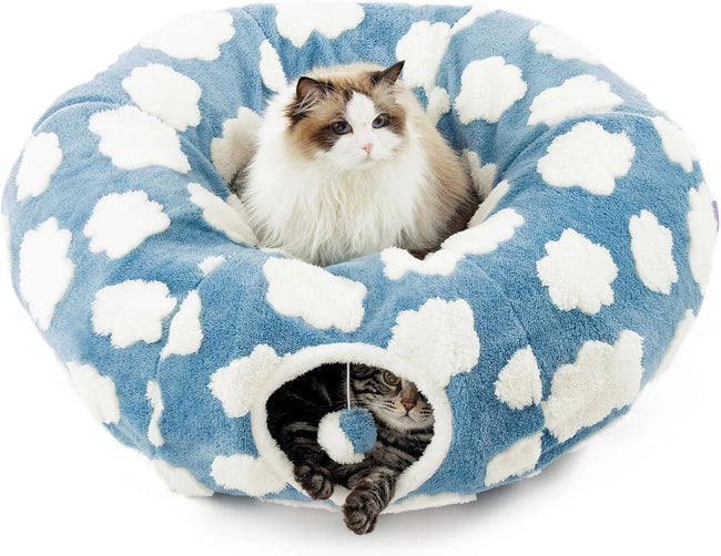 Lesure Donut Cute Jacquard Cat Tunnel Bed Kitten Toys for Puppy Bunny