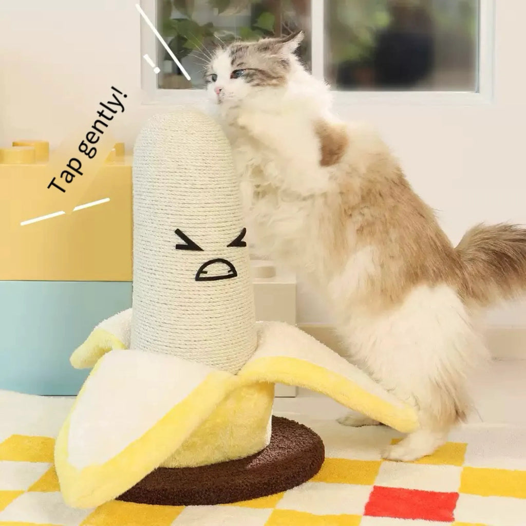 Cat Kitten Sisal Pet Toy Funny Cute Banana Shaped Scratching Post Durable Sturdy Base