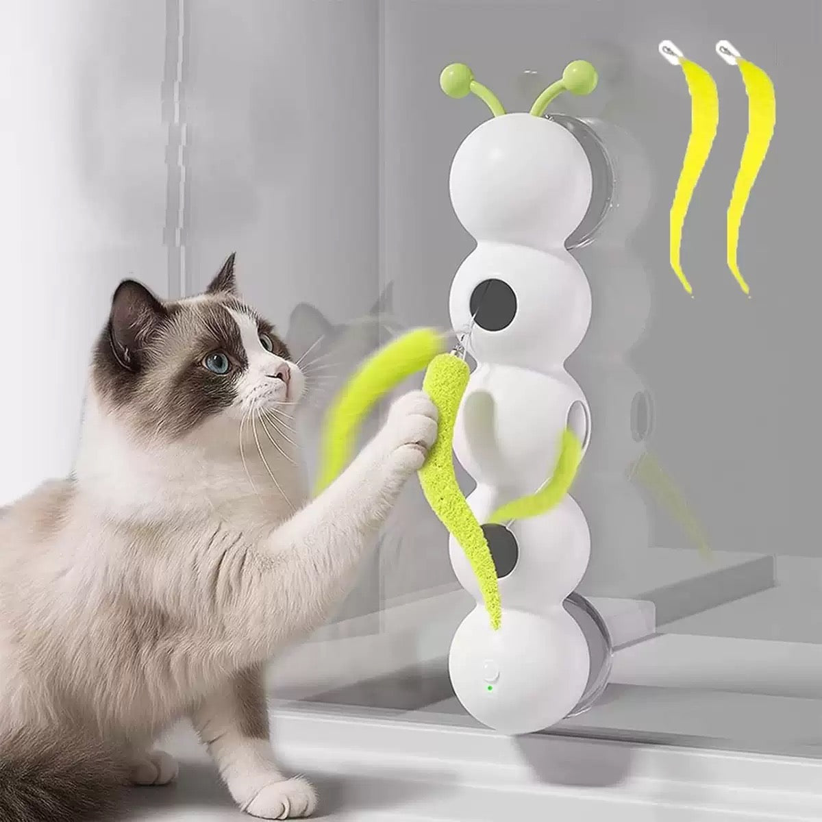 Smart Motion Cat Toy with Worm Design - Automatic Interactive Kitten Teaser with Feather | Self-Moving & Battery Operated