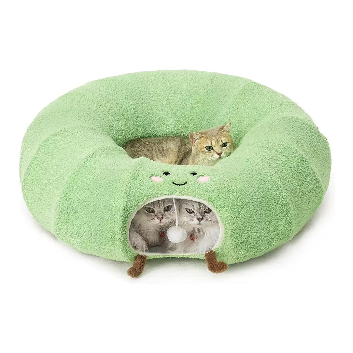 Cat Tunnel Bed for Indoor Cats, Cute Cat Donut Toy Tunnel for Small Large Cats