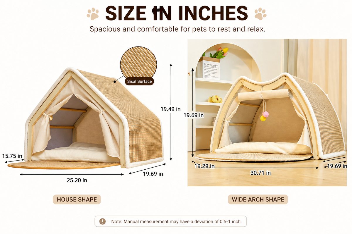 Wooden Cat Scratching House with Scratch Pads – Pet Bed & Scratch Surface in One