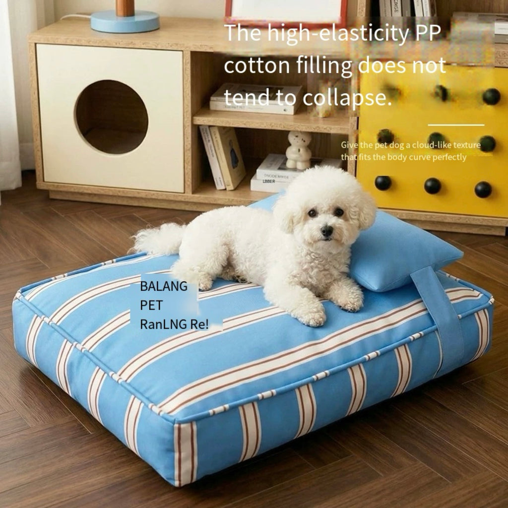 PET Striped Pet Bed with Pillow