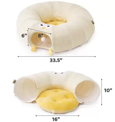 Cat Tunnel Bed for Indoor Cats, Cute Cat Donut Toy Tunnel for Small Large Cats