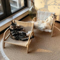 Adjustable Cat Scratcher Lounge Chair – Wooden Cat Scratching Bed with Sisal Mat