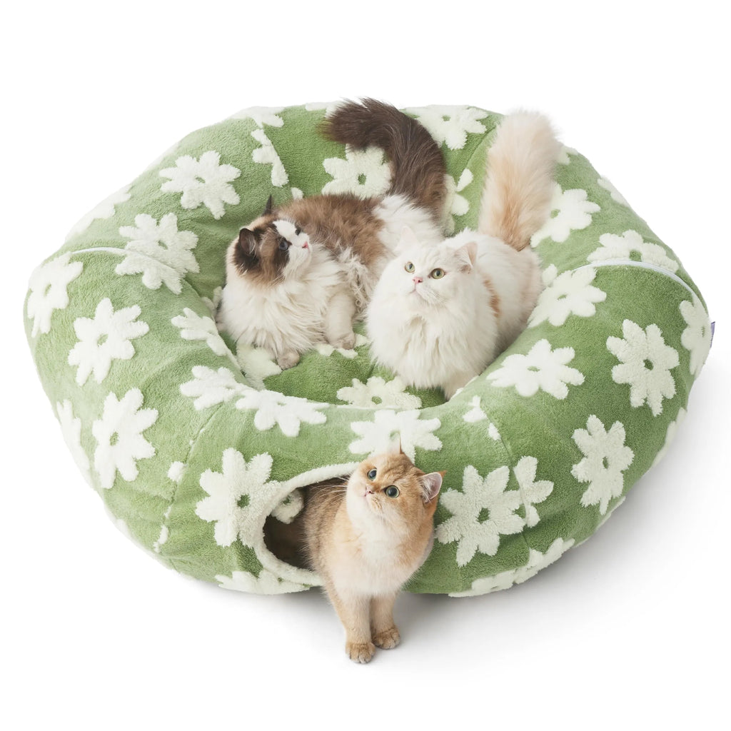 Lesure Donut Cute Jacquard Cat Tunnel Bed Kitten Toys for Puppy Bunny