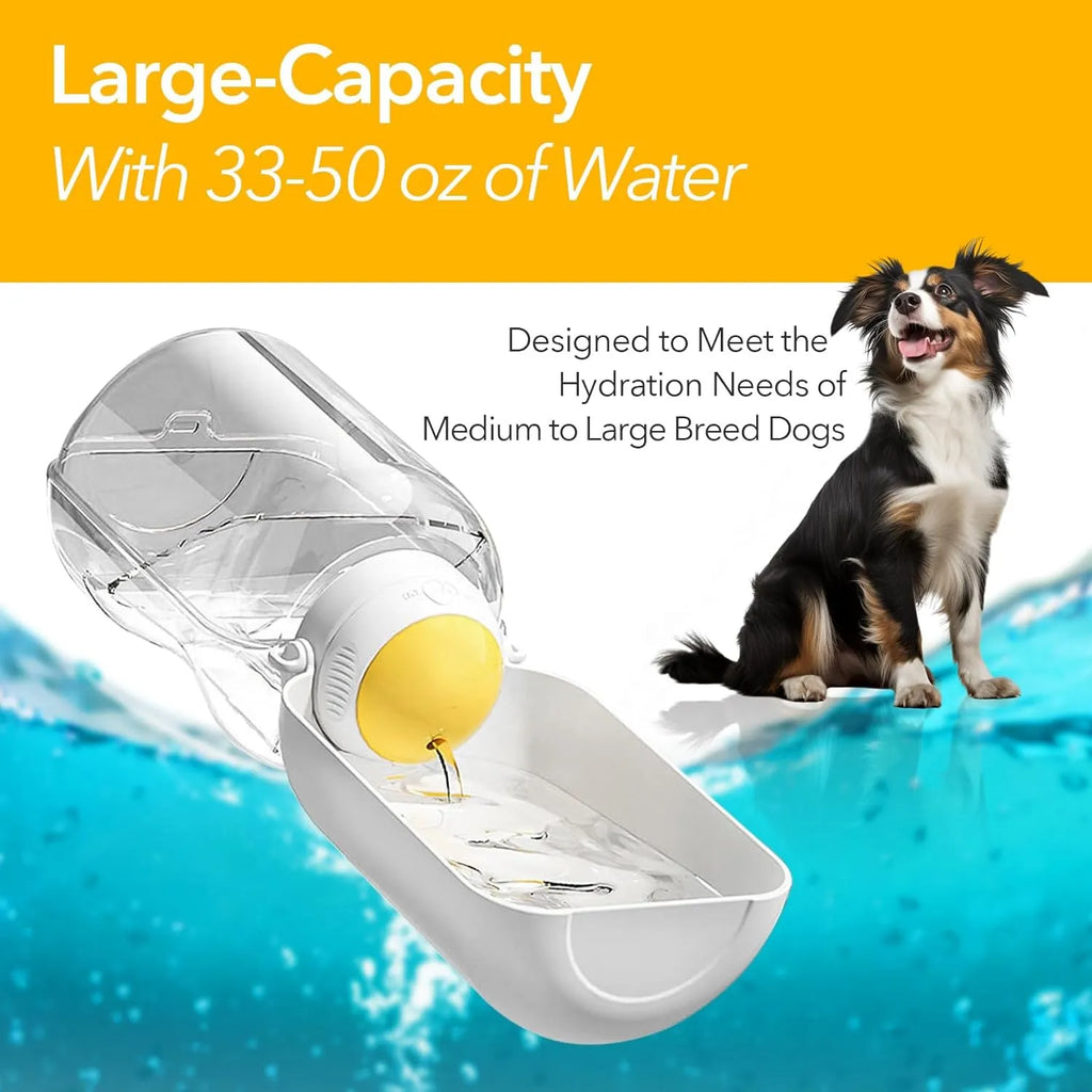 Dog Water Bottle, Portable Travel Water Bottle for Medium to Large Dogs, 33-50oz Capacity