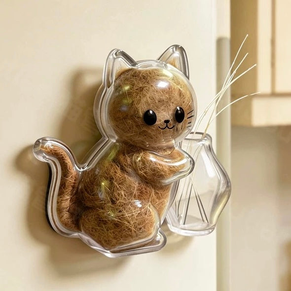 Multi-Functional Cat Fridge Magnet - Flower Vase & Pet Hair/Whisker Storage, Magnetic Display Decor
