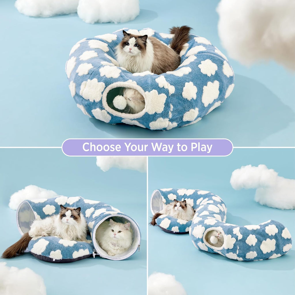 Lesure Donut Cute Jacquard Cat Tunnel Bed Kitten Toys for Puppy Bunny