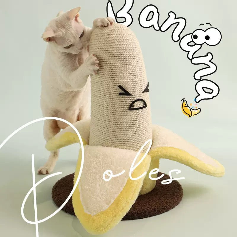 Cat Kitten Sisal Pet Toy Funny Cute Banana Shaped Scratching Post Durable Sturdy Base