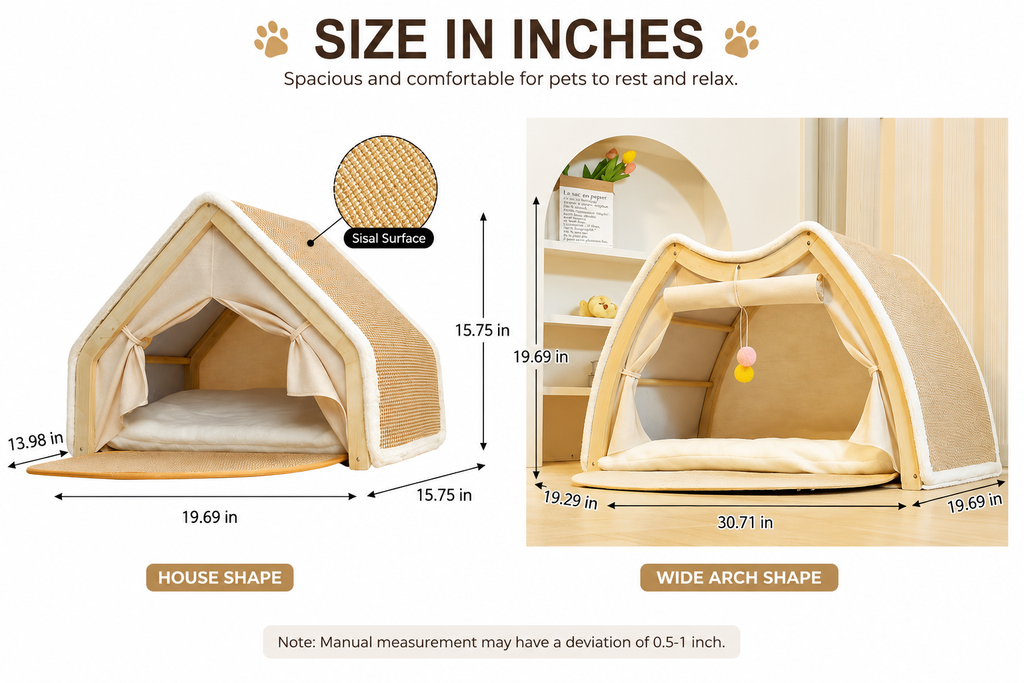 Wooden Cat Scratching House with Scratch Pads – Pet Bed & Scratch Surface in One