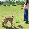 Dog Poop Catcher with Biodegradable Drawstring Poop Bags, Hands-Free No-Bend Pet Poop Collector for Walking Dogs, Zero Contact Dog Waste Pick Up Tool