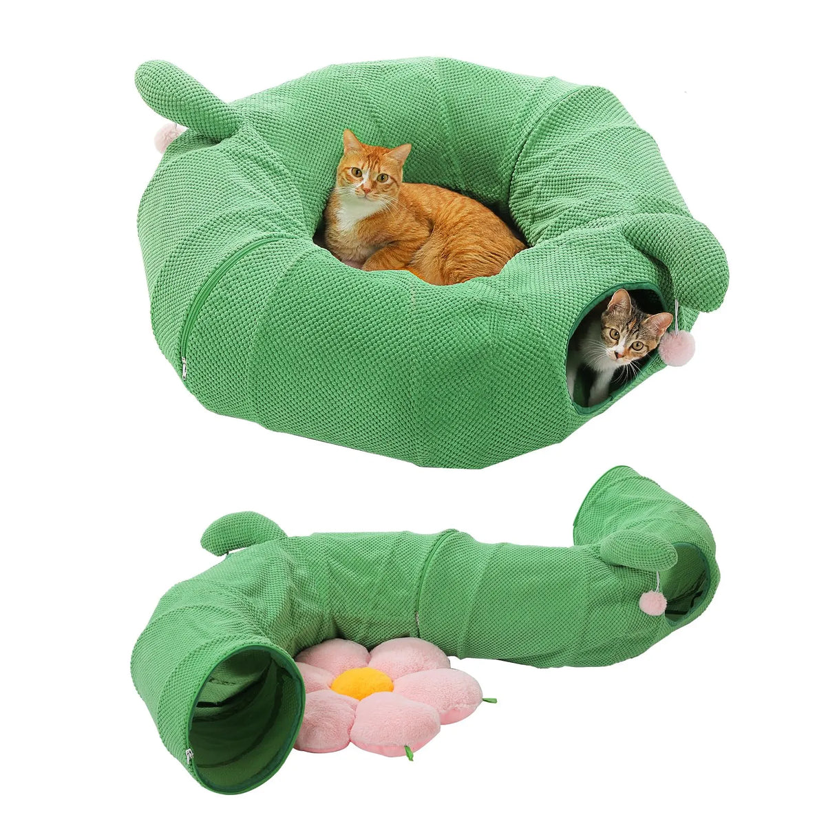 Donut Cat Tunnel Bed Washable Plush Mat Multi for Small Pets