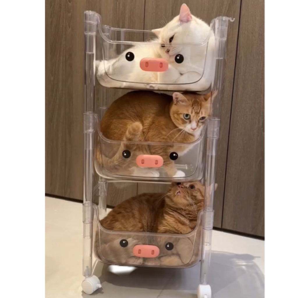 Plastic Storage Rack, Kids Toy Storage Organiser, Multi-layer Storage Rack, Plastic Trolley, Transparent, Movable Baby Bookcase