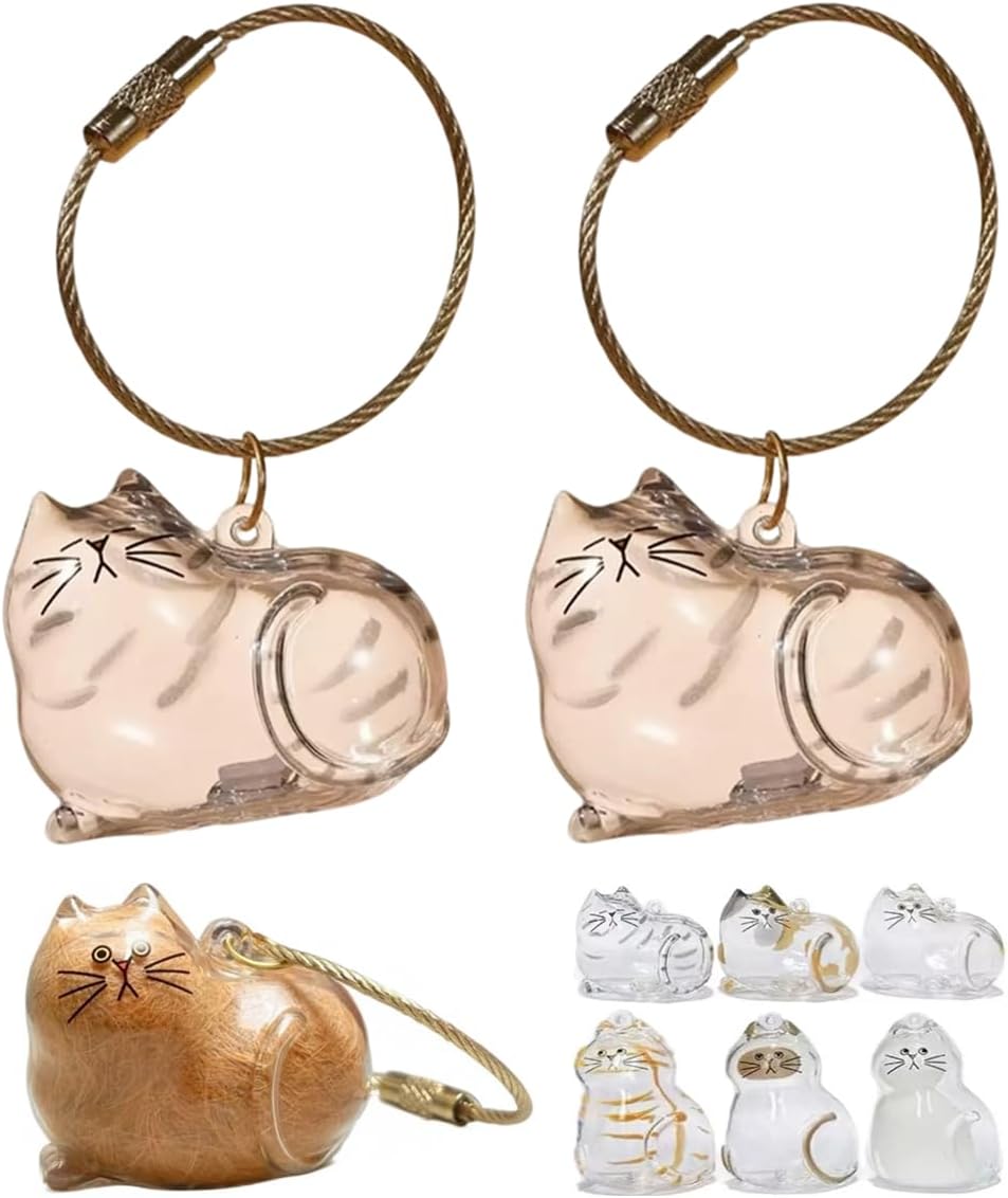 Custom Cat Hair Keychain – Personalized Pet Fur Keepsake Memorial Gift