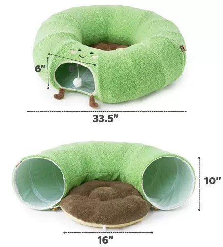 Cat Tunnel Bed for Indoor Cats, Cute Cat Donut Toy Tunnel for Small Large Cats