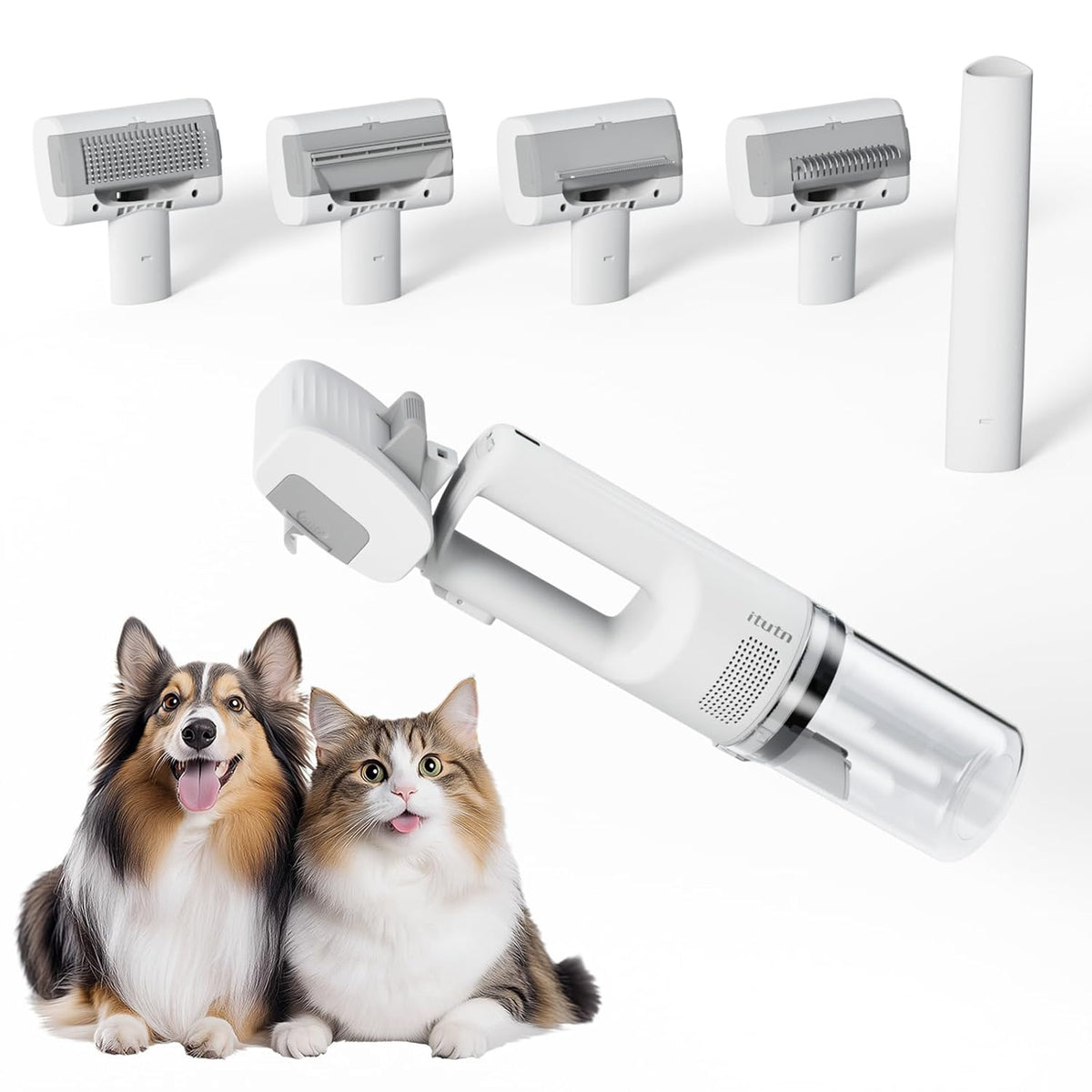 Pet Brush Vacuum for Shedding Grooming – Quiet Handheld Vacuum Brush Tool