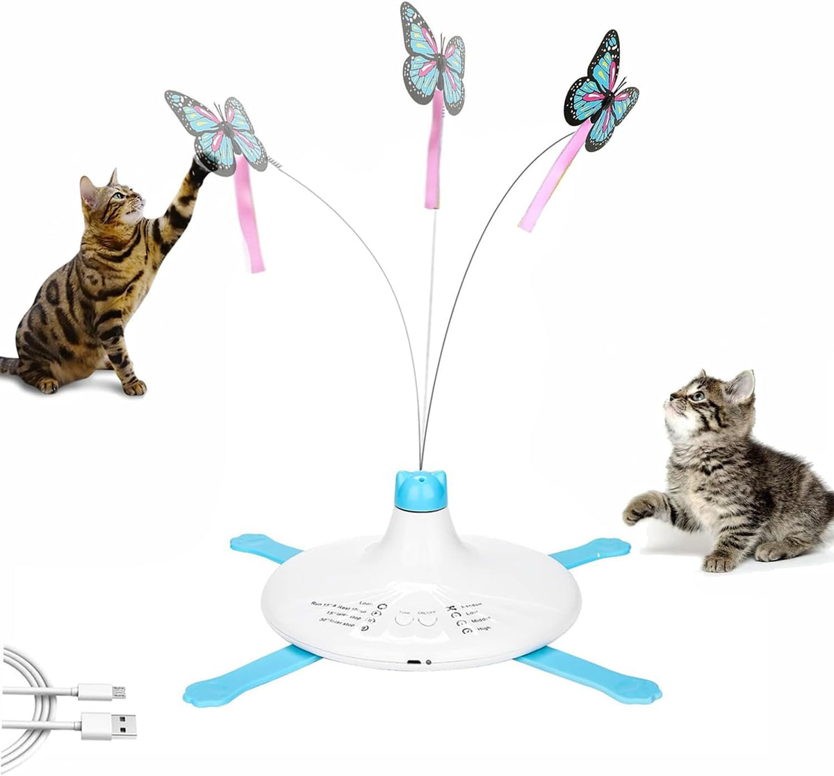 Rechargeable Flapping Bird Cat Toy – USB & Motion‑Activated Chirping Sparrow