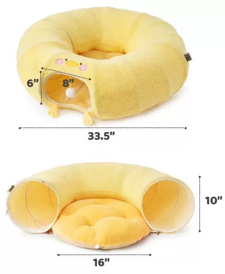 Cat Tunnel Bed for Indoor Cats, Cute Cat Donut Toy Tunnel for Small Large Cats
