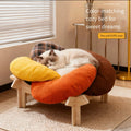 Modern Wooden Cat Bed with Soft Cushions – Stylish Flower Pet Lounge for Cats & Small Pets