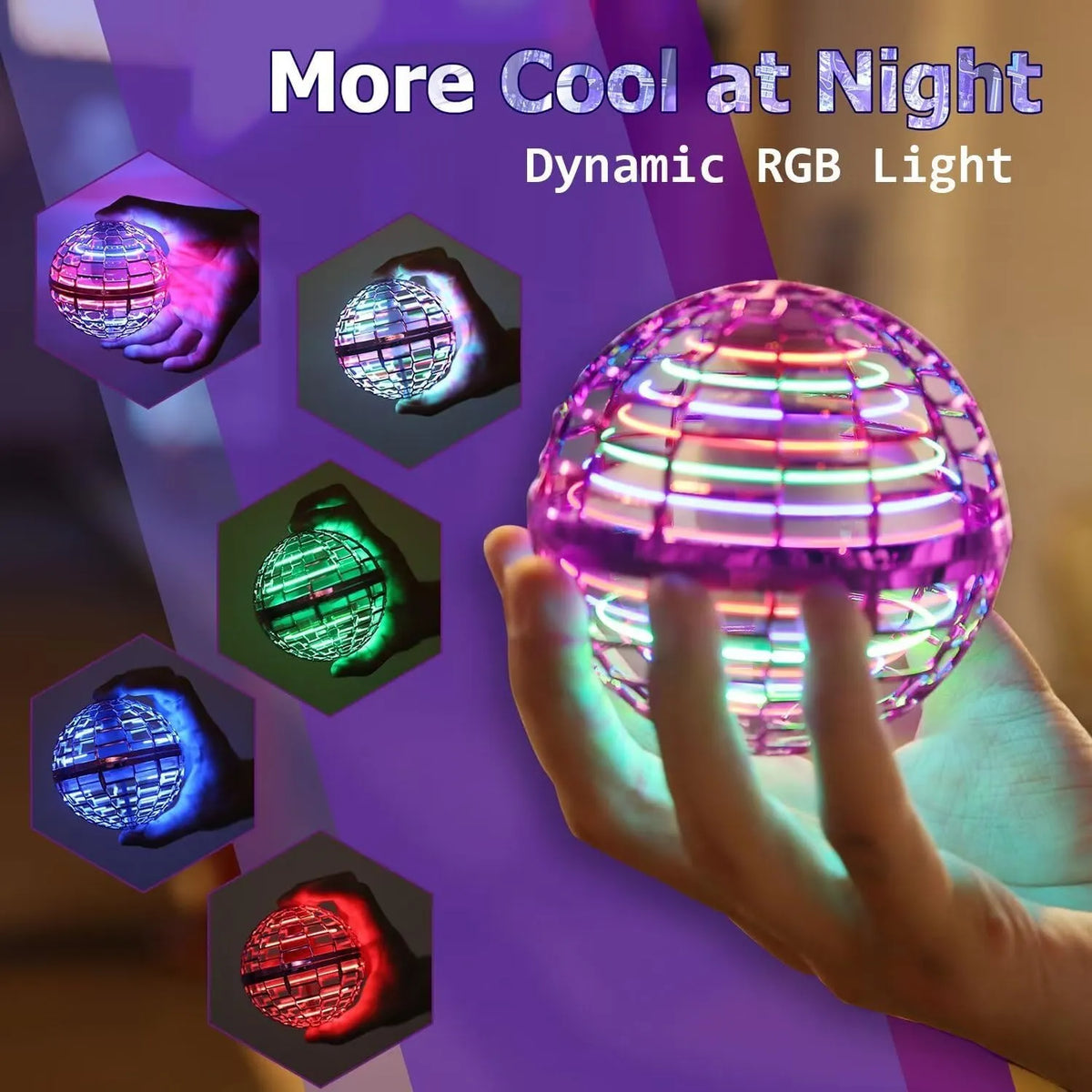 Flying Orb Ball Toys,Hand Operated Drones for Kids,Cool Gadgets Light Up Cosmic Globe Spinning Glow in The Dark,Christmas Birthday Gift Ideas Toys for Teen Girls Age 6 7 8 9 10+